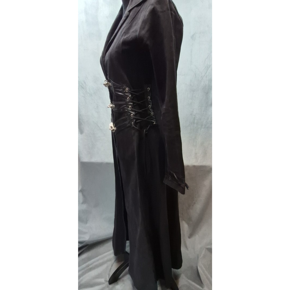 REDBALLS ON FIRE Black Maxi Goth Coat Jacket Womens Costume Halloween Mad Max S - Picture 7 of 16